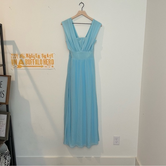 WHBM Genius Chiffon Convertible Caspian Gown SZ 4 Blue Maxi Dress - Picture 5 of 16